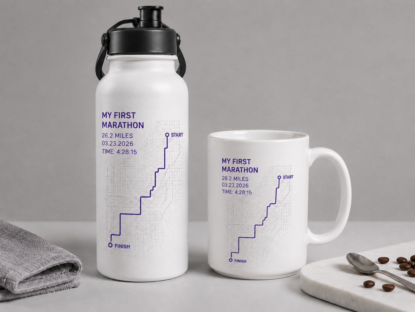 Drinkware — mugs and tumblers printed with your GPS route